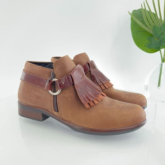 Naot Women's Meltemi Boot Size 39 8 Chelsea Pull On Brown Kiltie Bootie Comfy - Picture 1 of 16
